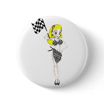 Blonde Flag Girl buttons