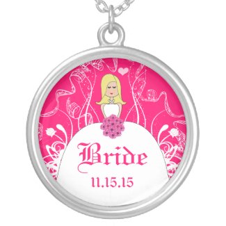 Blonde Fuchsia Wedding Bride's Necklace necklace