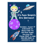 Blonde Girl Astronaut Birthday Invitation
