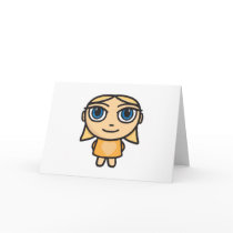 Blonde Girl Character in Yellow Invitation Greeting Cards