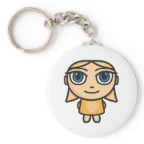 Blonde Girl Character in Yellow Key Chain