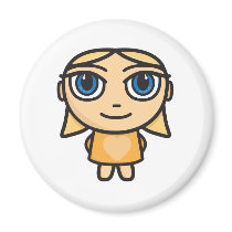 Blonde Girl Character in Yellow Magnet