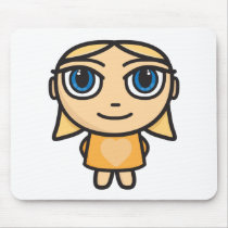 Blonde Girl Character in Yellow  Mouse Pad