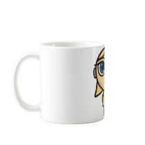Blonde Girl Character in Yellow Mug