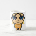 Blonde Girl Character in Yellow Mug