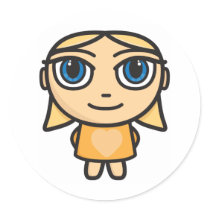 Blonde Girl Character in Yellow Stickers