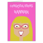 Blonde Girl Congratulations Pink Customizable Card