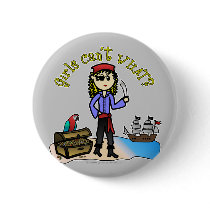 Blonde Girl Pirate Pinback Button