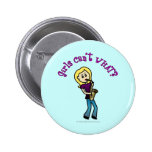 Blonde Girl Playing Saxophone Button