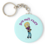 Blonde Girl Playing Saxophone Key Chain