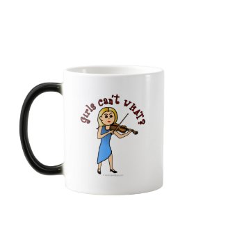Blonde Girl Playing Violin Coffee Mugs