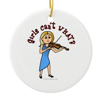 Blonde Girl Playing Violin Christmas Tree Ornament
