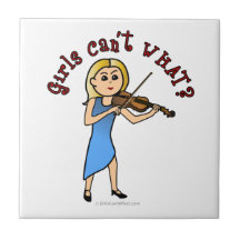 Blonde Girl Playing Violin Tile