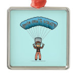 Blonde Girl Sky Diver Christmas Tree Ornaments
