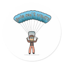 Blonde Girl Sky Diver Round Sticker