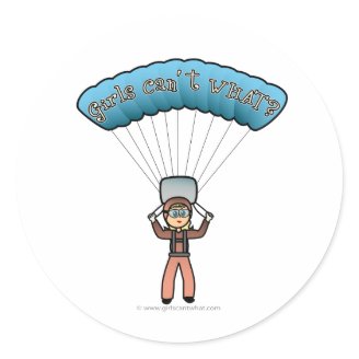 Blonde Girl Sky Diver Round Sticker