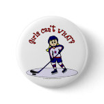 Blonde Girls Hockey Player Button