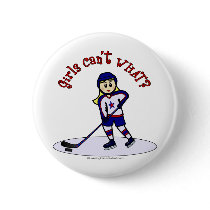 Blonde Girls Hockey Player Button