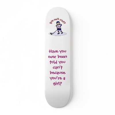 Blonde Girls Hockey Player Custom Skateboard by girlscantwhat