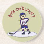 Blonde Girls Hockey Player Drink Coasters