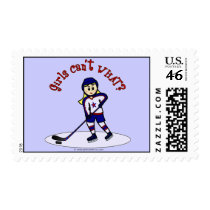 Blonde Girls Hockey Player Postage