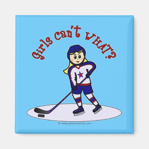 Blonde Girls Hockey Player Refrigerator Magnets