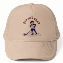 Blonde Girls Hockey Player Trucker Hat