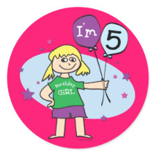 Blonde Girls I'm 5 5th Birthday sticker