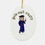 Blonde Graduate in Blue Christmas Ornament