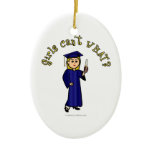 Blonde Graduate in Blue Christmas Ornament