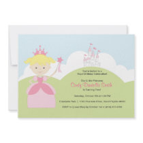 Blonde Hair Birthday Princess in Pink with Castle