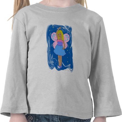 Blonde hair fairy dancing in the night sky tee shirts by Dalea13