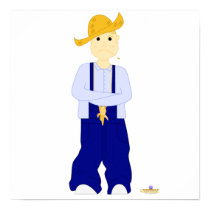 Blonde Haired Frowning Farmie Blue Pants posters