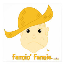 Blonde Haired Frowning Farmie Face Farmin Farmie posters