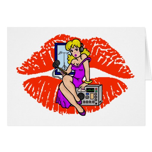 Blonde Ham Radio Pin Up Girl Smoochie Card Zazzle