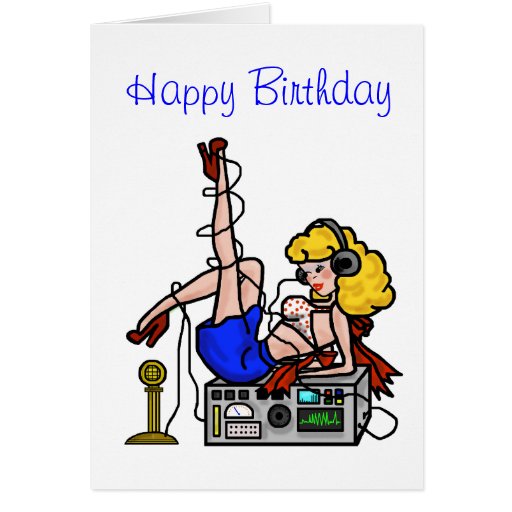Blonde Ham Radio Pinup Girl Birthday Card Zazzle