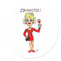 BLONDE JILLIE: "ZIN-MASTER" CARTOON STICKER