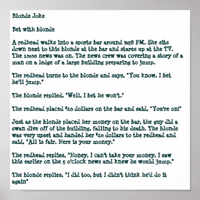 Blonde Joke Poster by welcometofranksstore