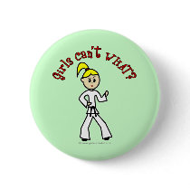 Blonde Karate Girl Button