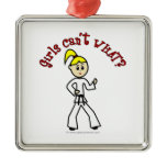 Blonde Karate Girl Christmas Ornaments