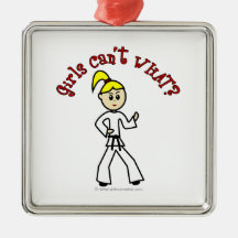 Blonde Karate Girl Christmas Ornaments