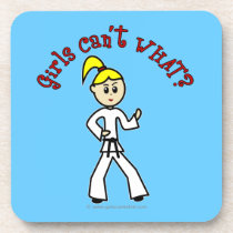 Blonde Karate Girl Drink Coasters