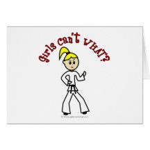 Blonde Karate Girl Greeting Cards