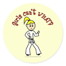 Blonde Karate Girl Round Sticker