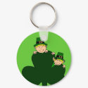 blonde kids with shamrock on green keychains