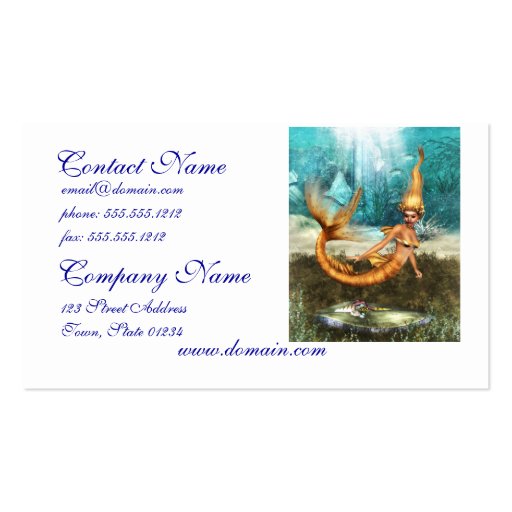 Blonde Mermaid Business Card Template (front side)