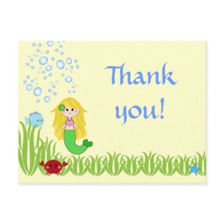 Blonde mermaid cute birthday thank you postcard postcard