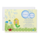 Blonde mermaid cute girl birthday party invitation