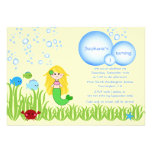 Blonde mermaid cute girl birthday party invitation
