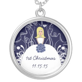 Blonde Navy Musical Wedding 1st Christmas Necklace